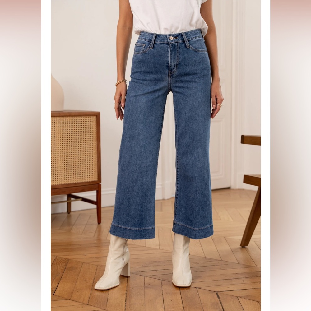 Oraije Paris Windy Jeans in Denim Stone (Size 34, XS) - Wide Leg Mariner Jeans
